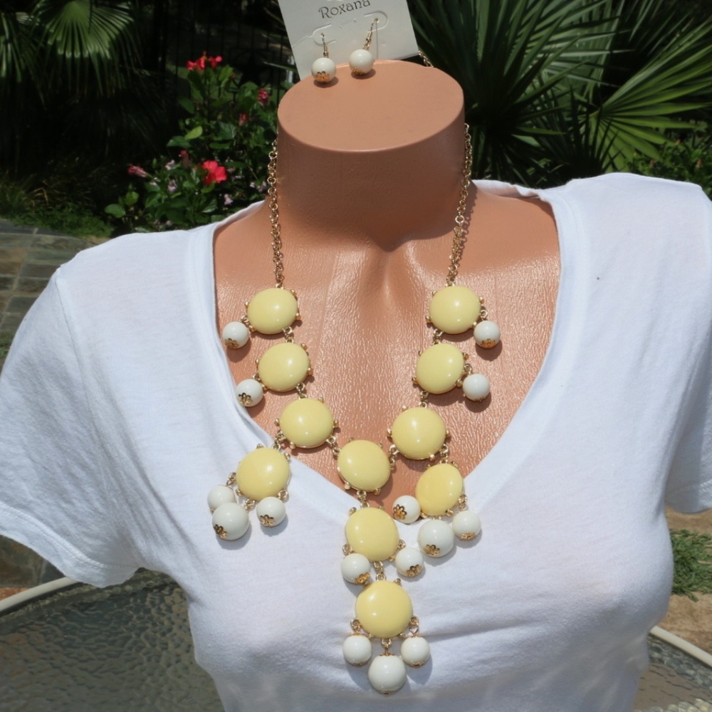 NEW Long Chunky Boho Bubble Statement Necklace Set